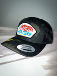 The "Heater Fish" Black Camo, Mesh Curve Bill, Snapback Hat
